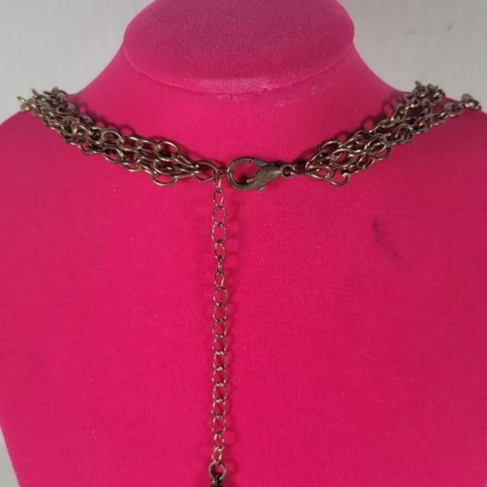 Teardrop Southwestern Festival Boho Faux Turquoise Charm Necklace & Earring Set